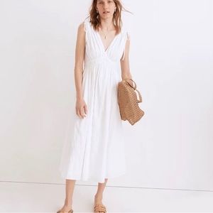 NWT Madewell Sophia Smocked Midi Dress in Windowpane
